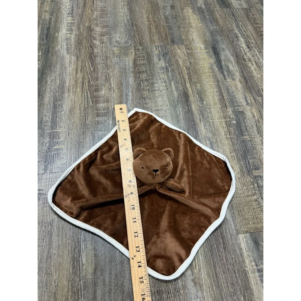 Brown Teddy Bear Plush Lovey Security Blanket Soft Velvety Infant Snuggler 14x14